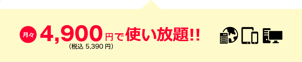 月々4,900円で使い放題!!